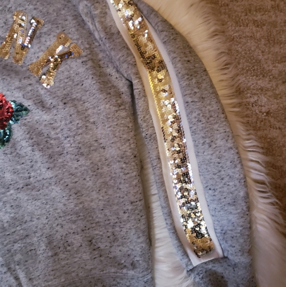 SMALL NWOT "PINK" SEQUIN HOODIE - Picture 4 of 6